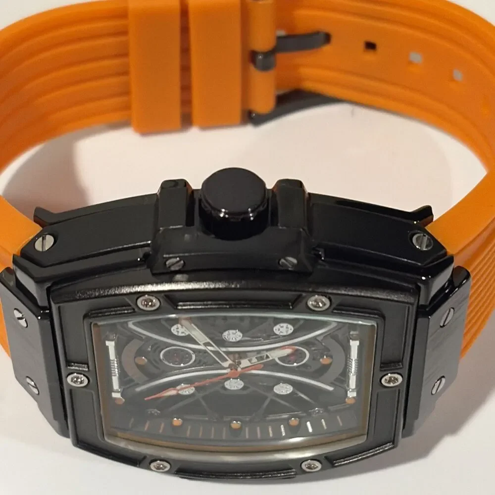 Invicta S1 Rally I Mens WATCH Black Skeleton Dial Orange Silicon Quartz69842 New
